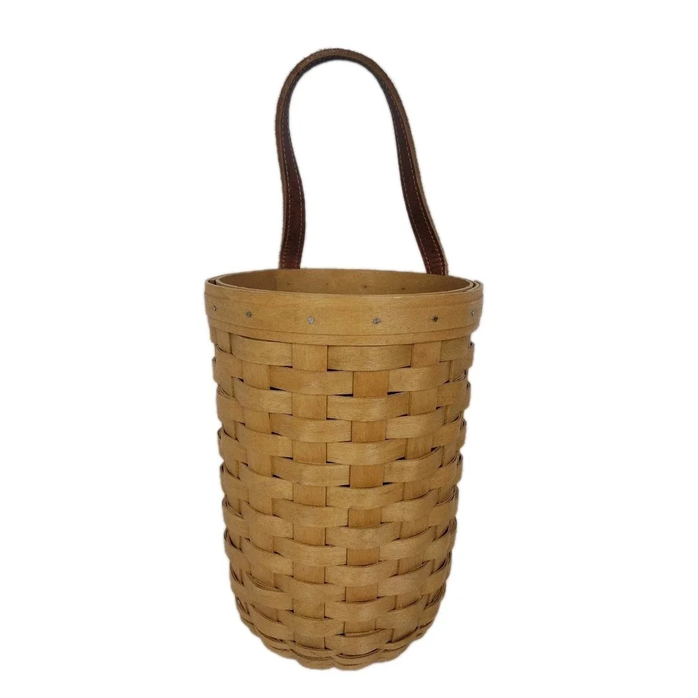 Longaberger 2003 LARGE Gatehouse Hanging Basket With Leather Strap, 10